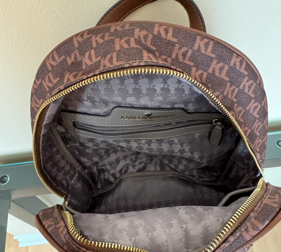 Karl Lagerfeld Paris Small backpack Brown with Signature Logo - photo 3