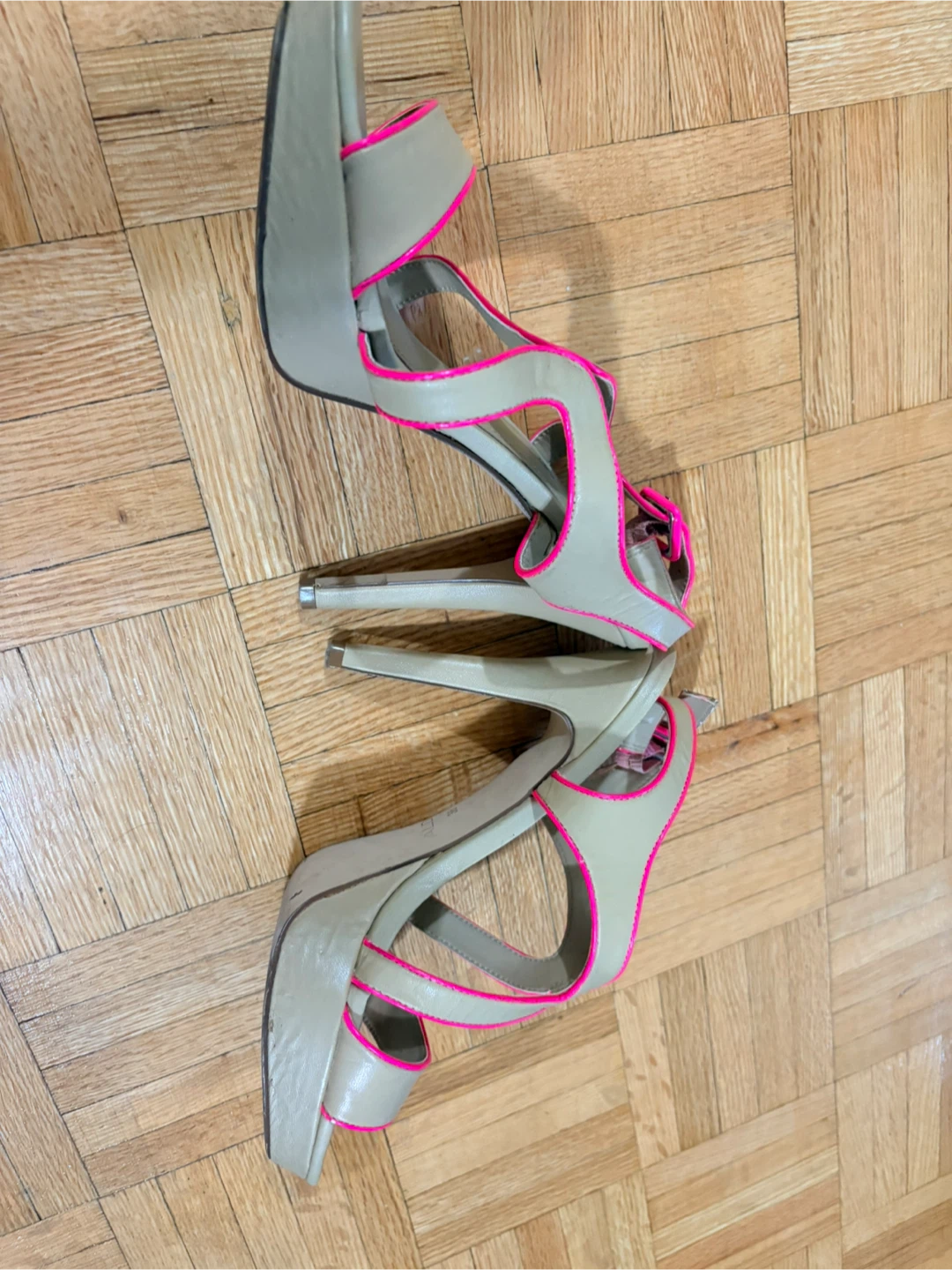 ALDO Women's Beige & Hot Pink Strappy Heels - photo 2