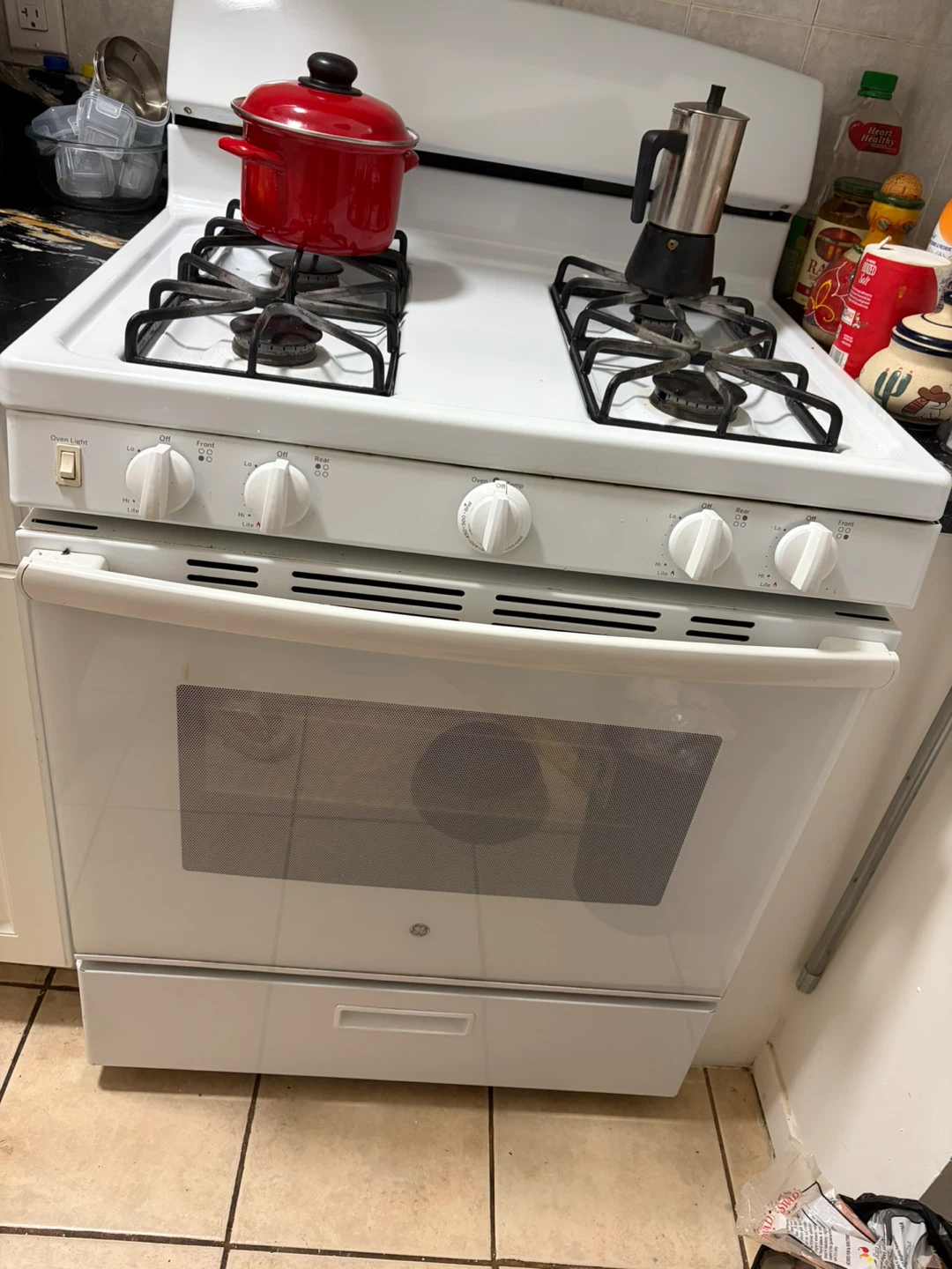 White GE Gas Range with Oven - photo 3