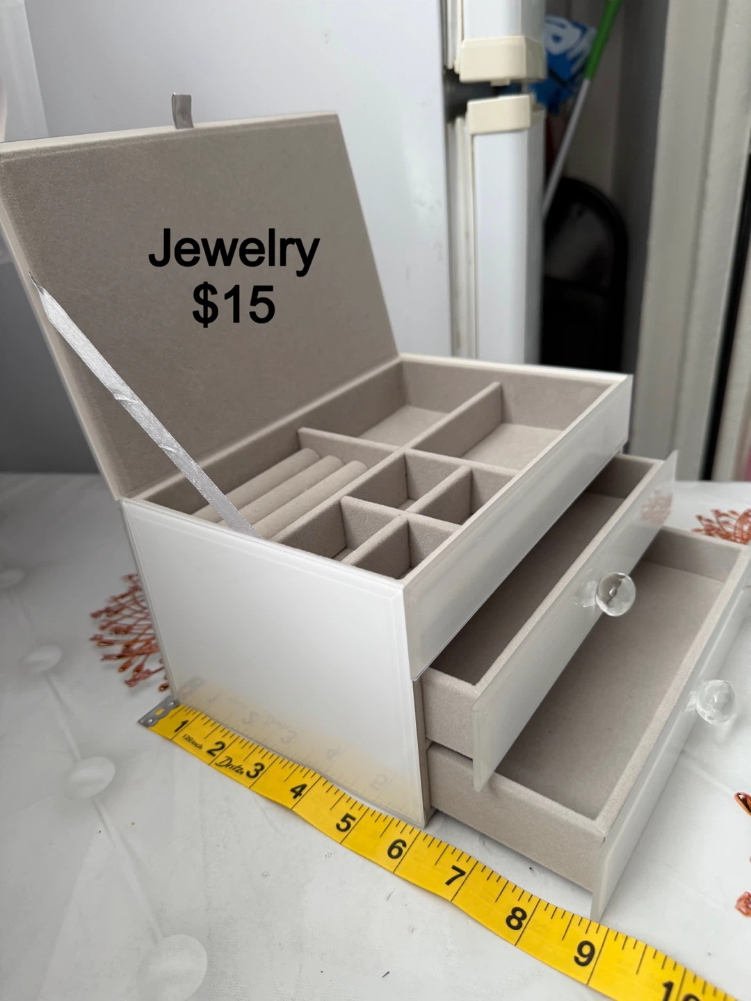 White Jewelry Box with Drawers