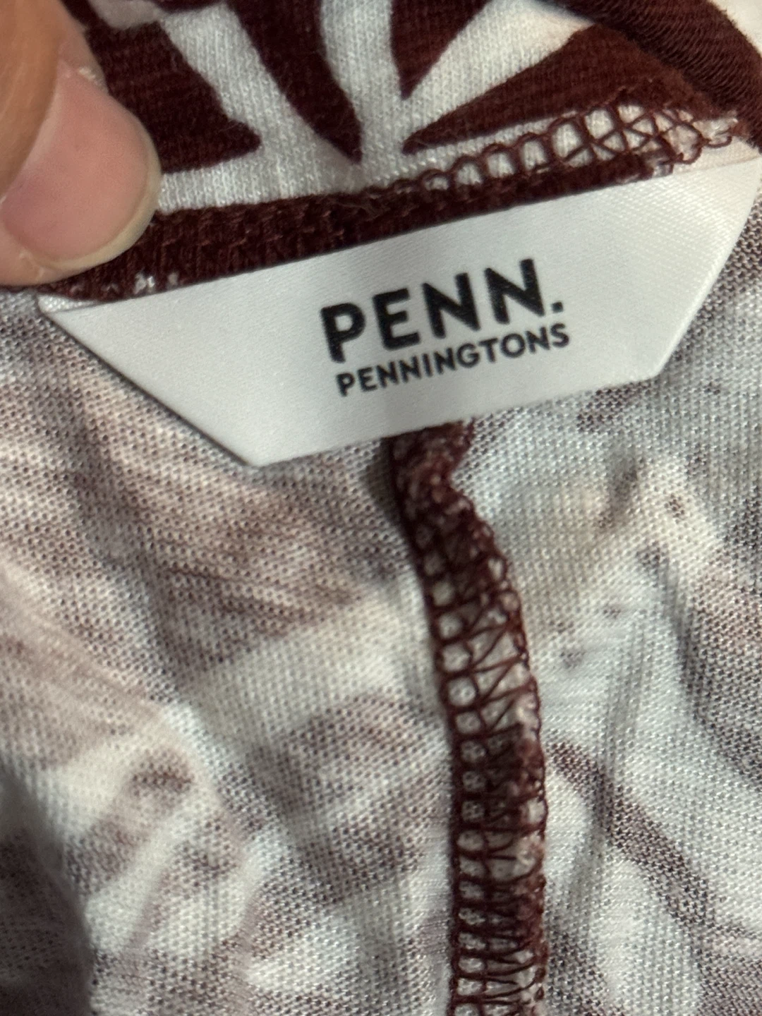 Penn. Penningtons Brown & White Leaf Print Top - photo 4