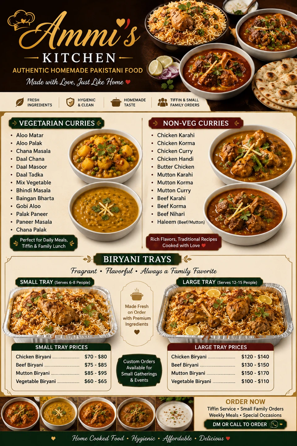 Ammi's Kitchen Authentic Homemade Pakistani Food Menu