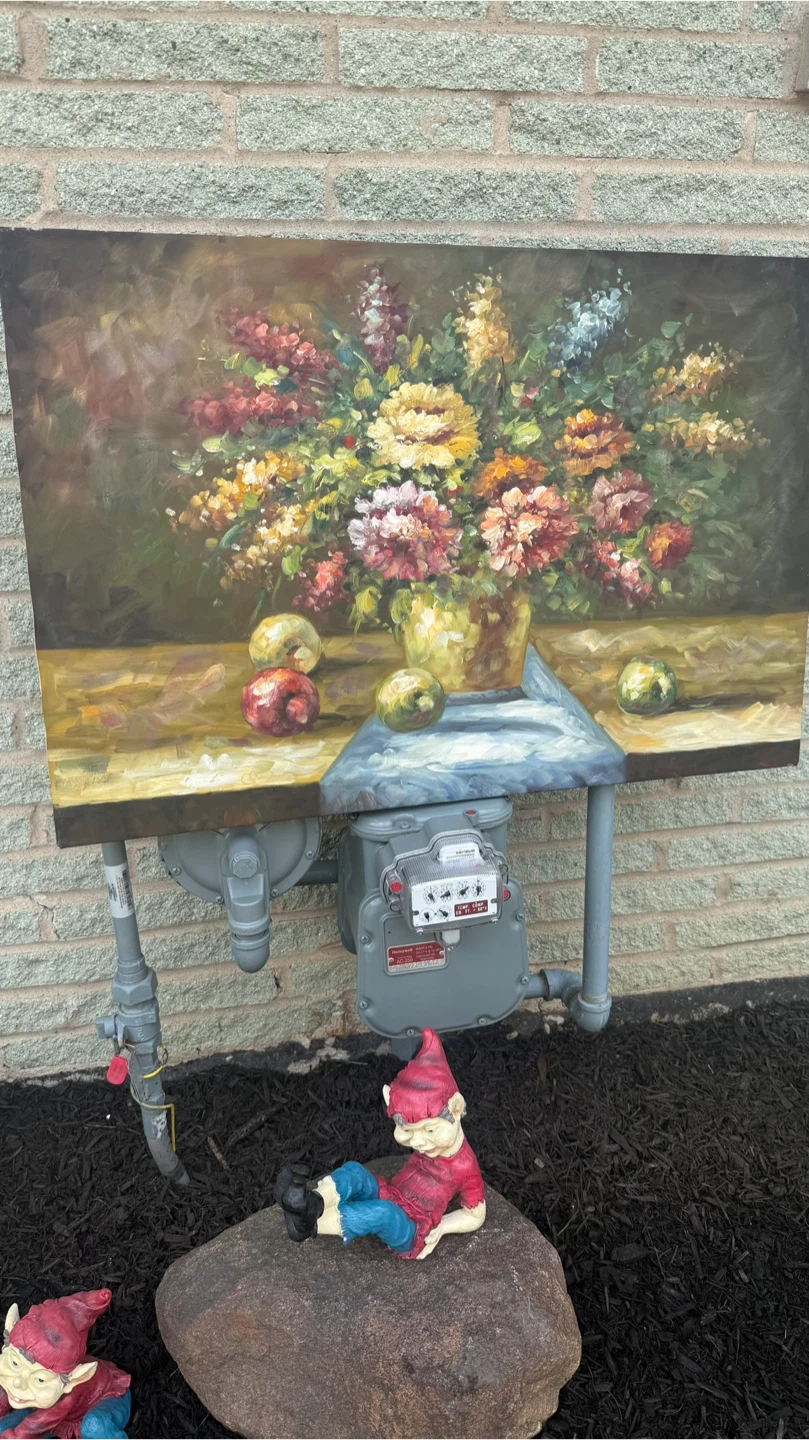Original Oil Painting of Floral Still Life with Fruit