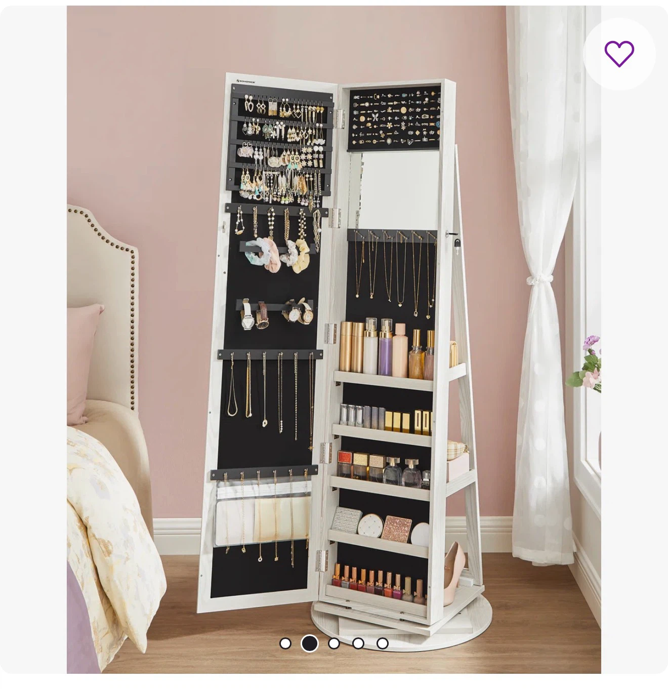 Standing Mirror Jewelry Armoire with Shelves - photo 3
