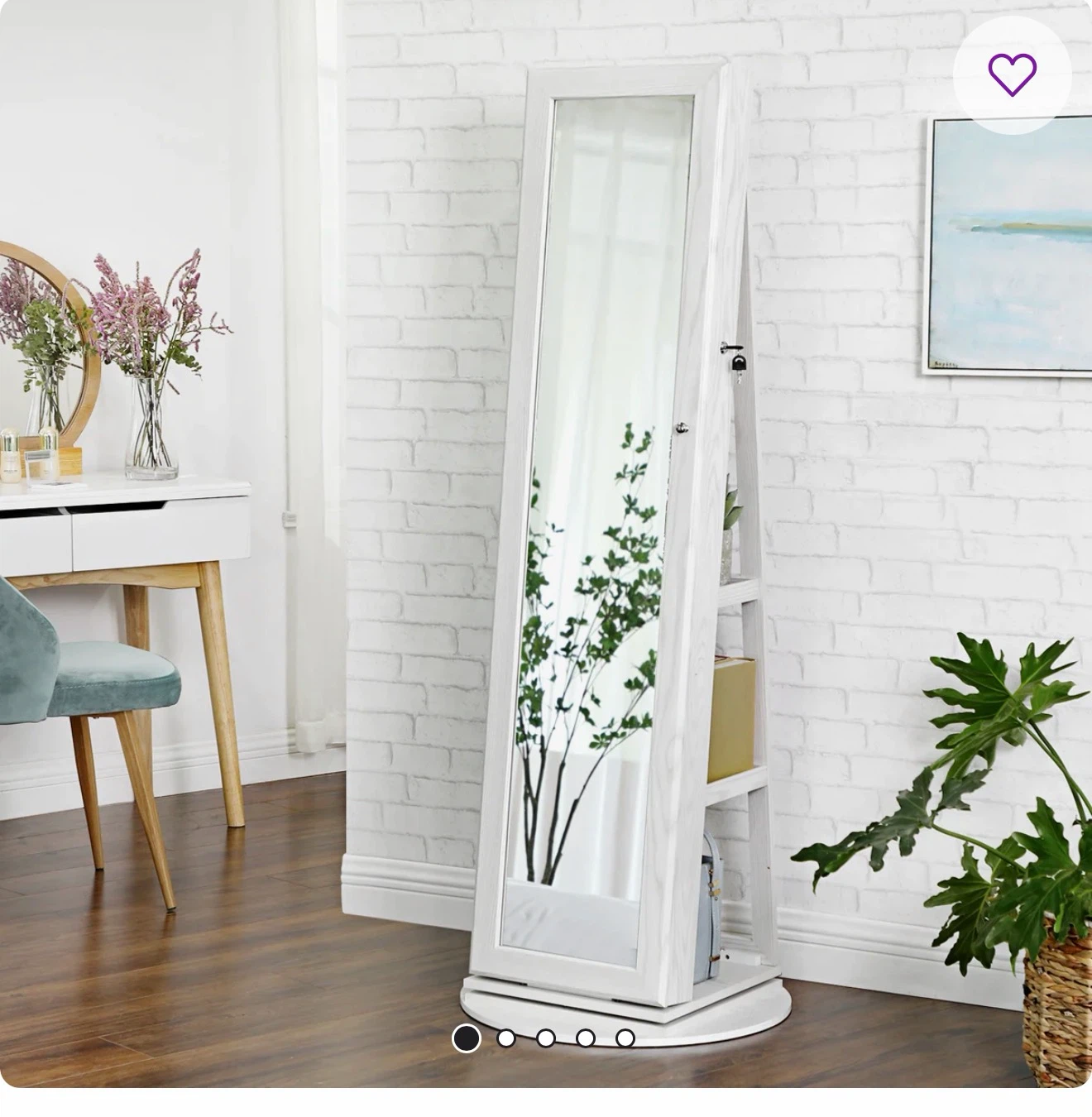 Standing Mirror Jewelry Armoire with Shelves - photo 4