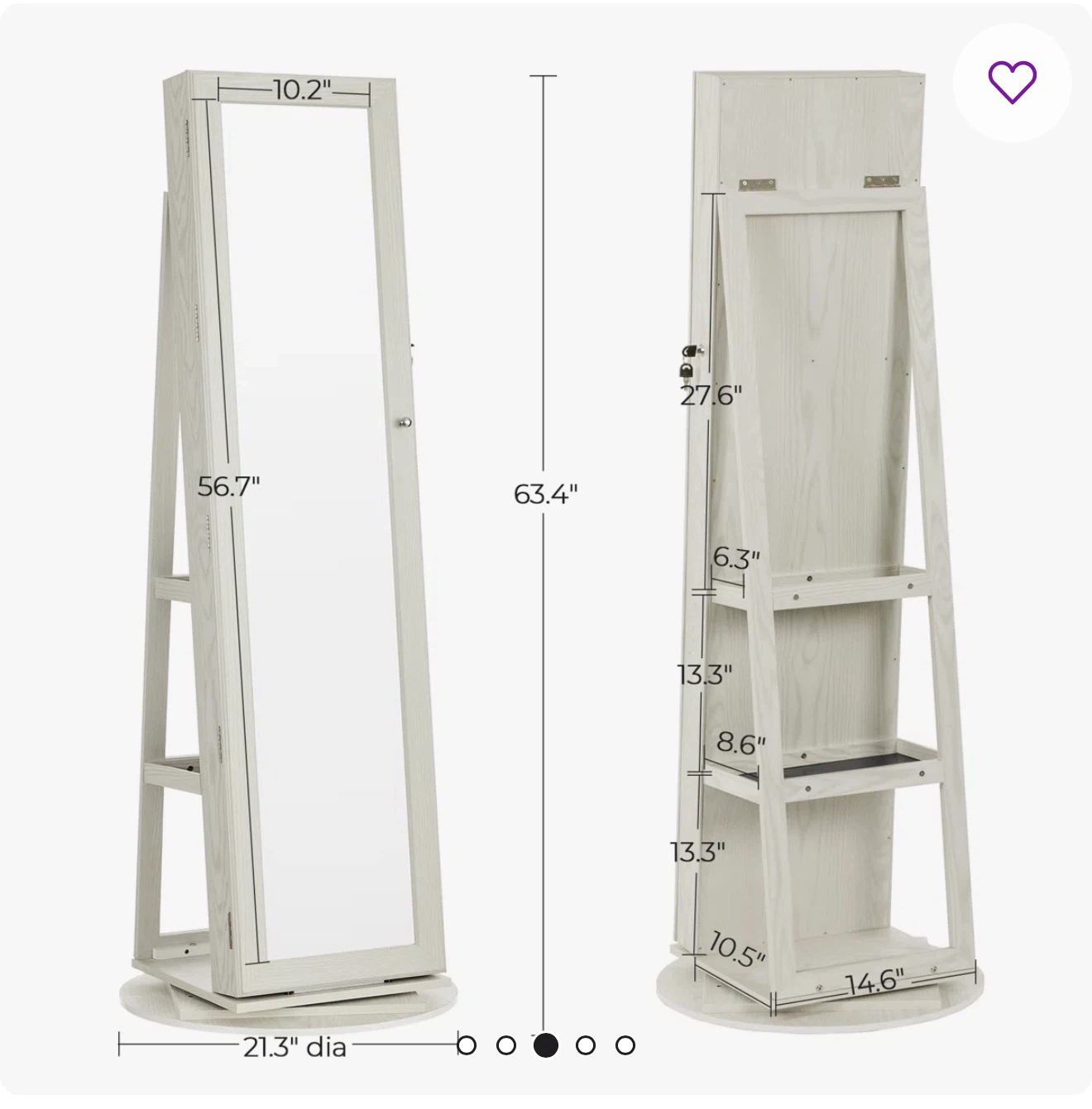 Standing Mirror Jewelry Armoire with Shelves - photo 5