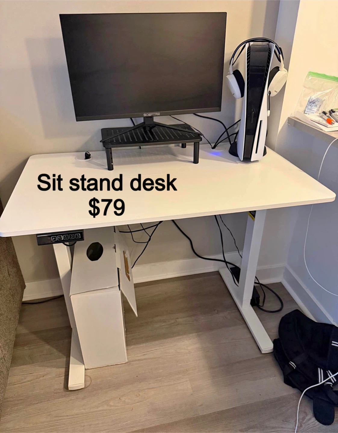 White Electric Sit Stand Desk 39.37" x 23.62"