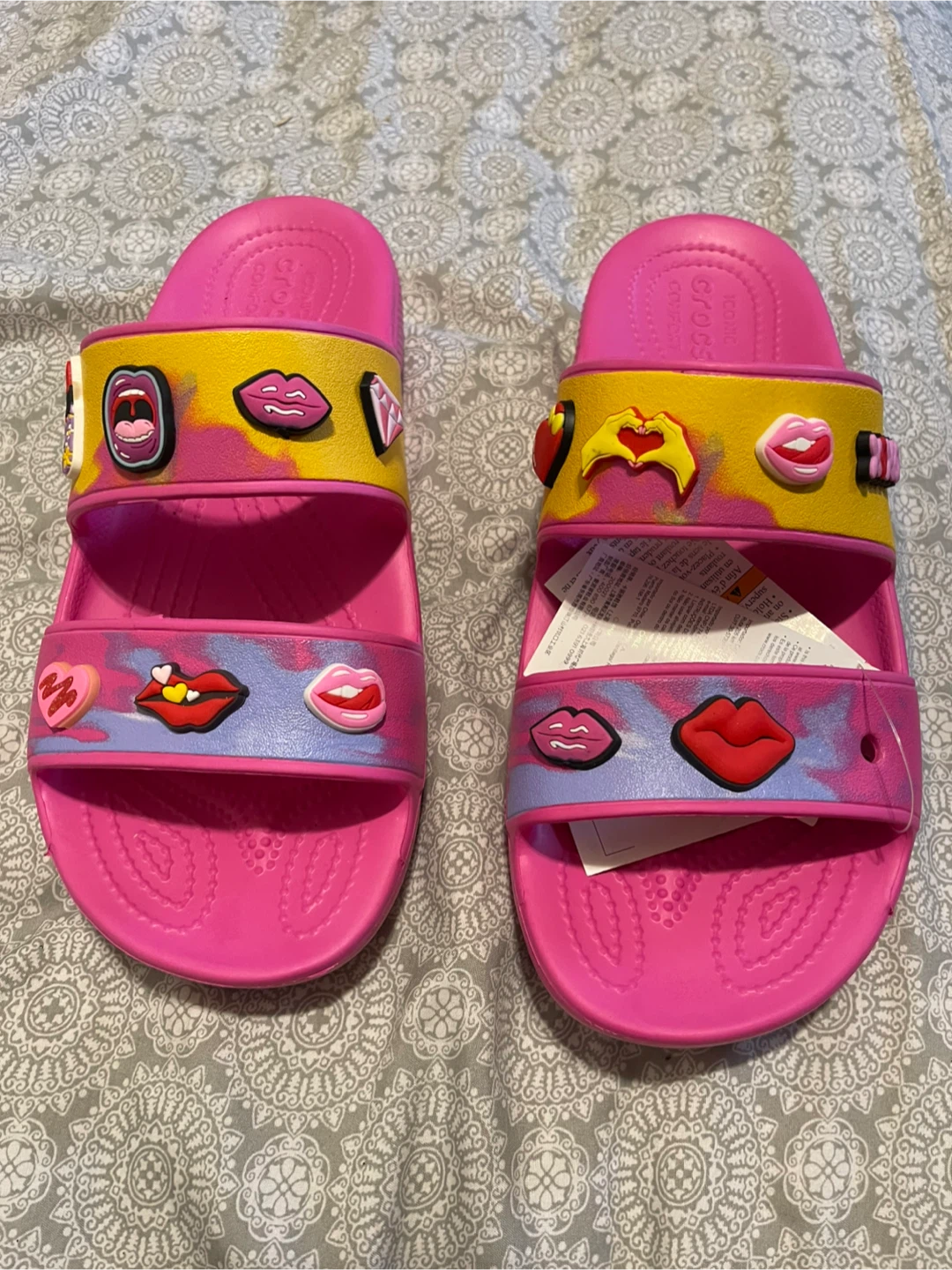 Crocs pink slides New  M9/W11
