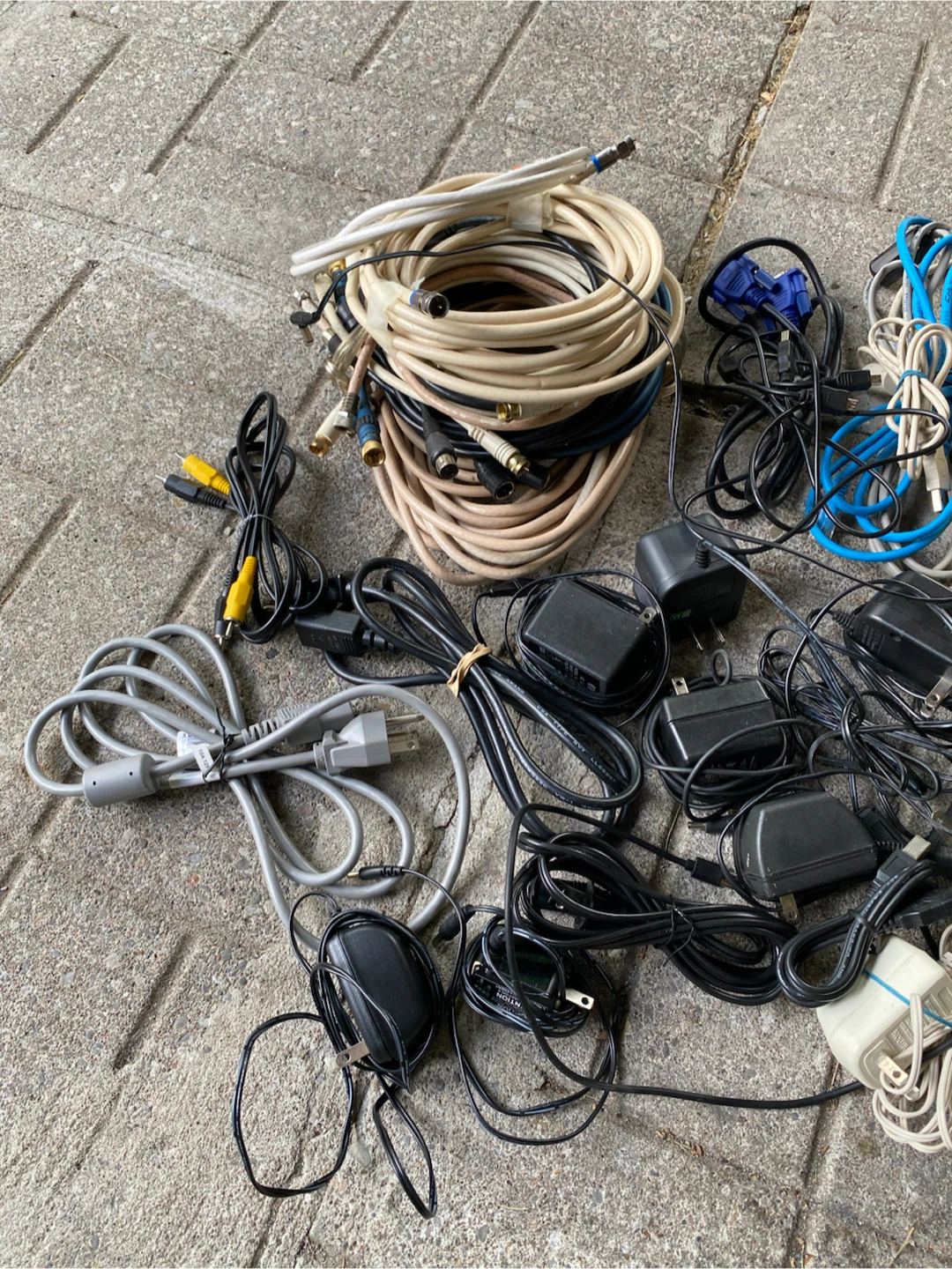 Assorted Electronics Cables and Power Adapters
