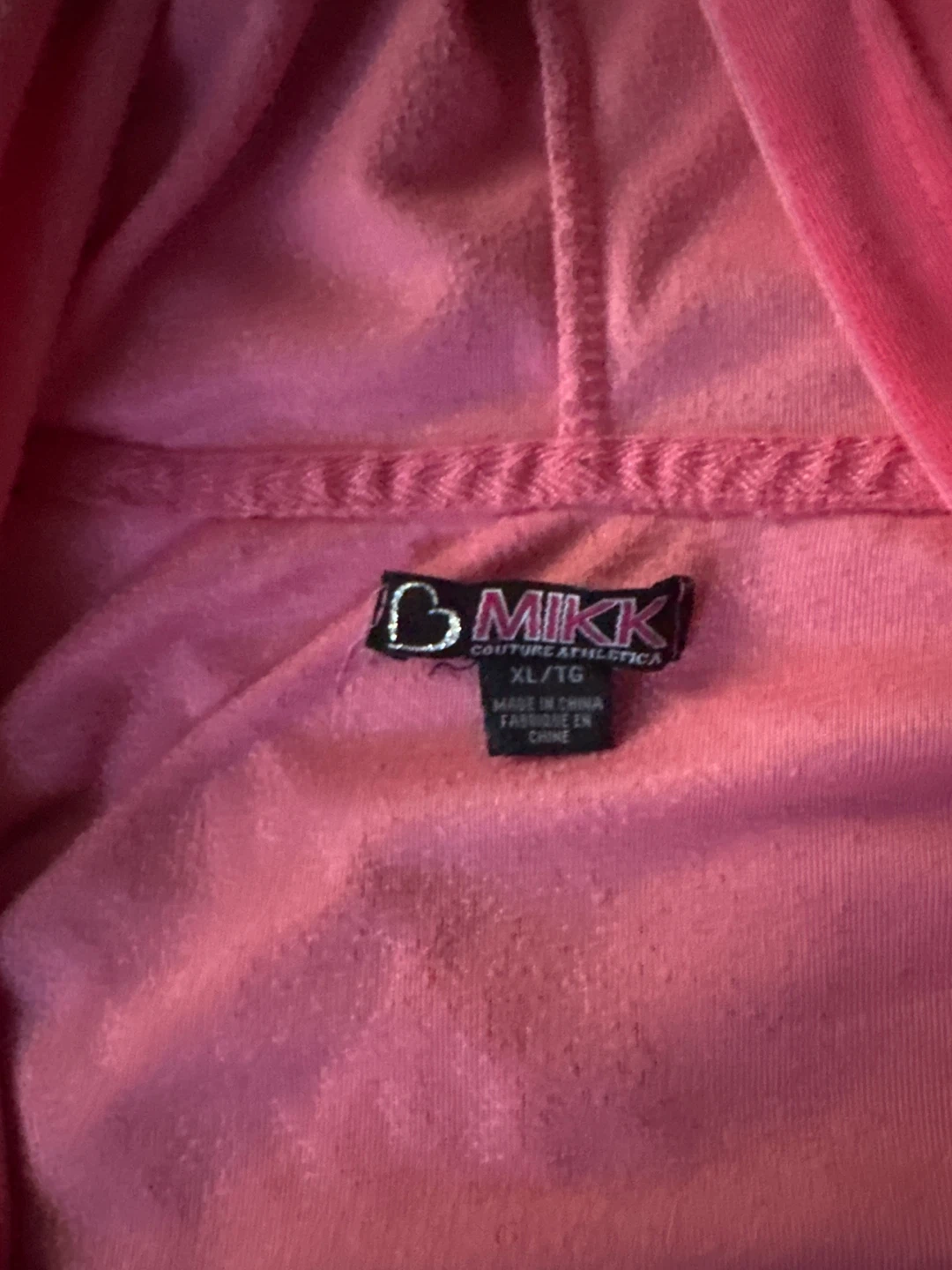 Vintage Mikk Couture Athletica Pink Velour Zip Hoodie XL - photo 2