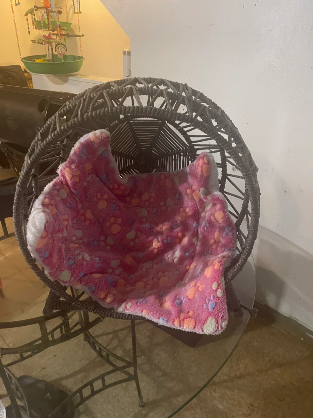 Woven dog/cat  bed  with Pink Paw Print Cushion - photo 5