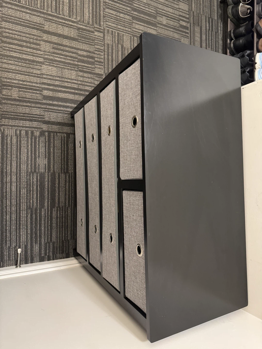Black 5 Drawer Storage Dresser with Grey Fabric Bins - photo 3