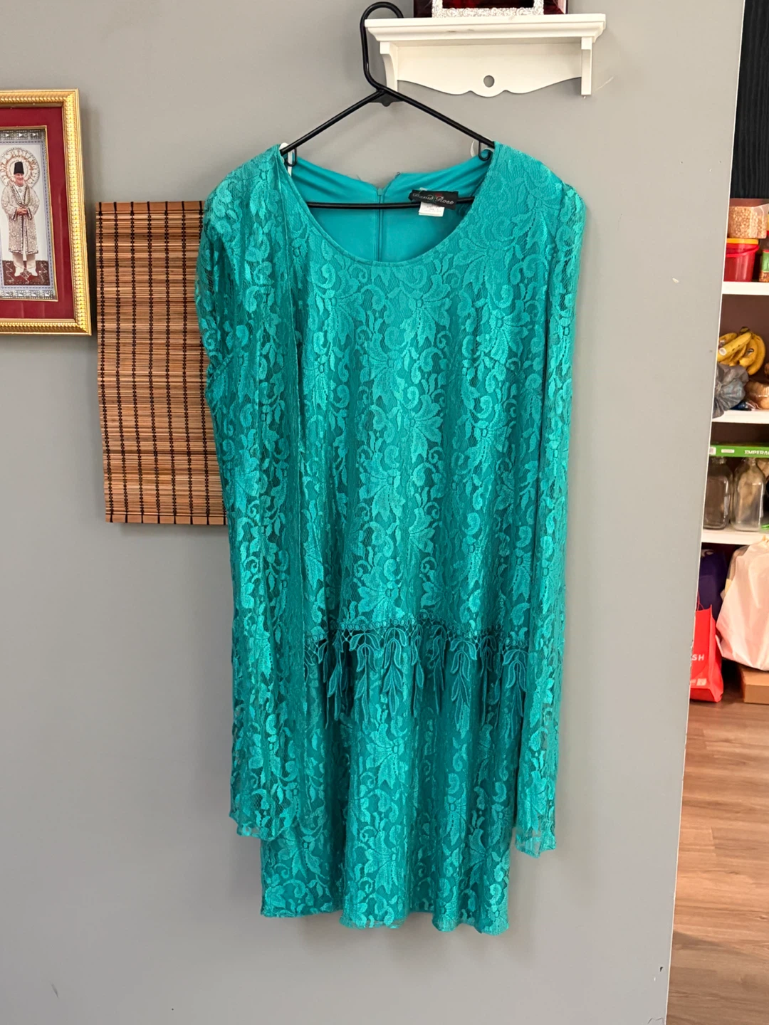 WOMENS PLUS SIZE 20W DRESS IN TEAL BY DAVID ROSE MESH FABRIC