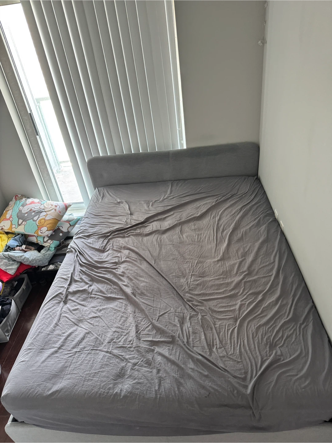 Queen size bed frame and bed mattress