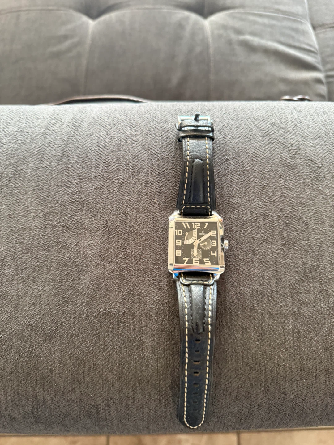 Diesel Square Watch - Black Leather Strap