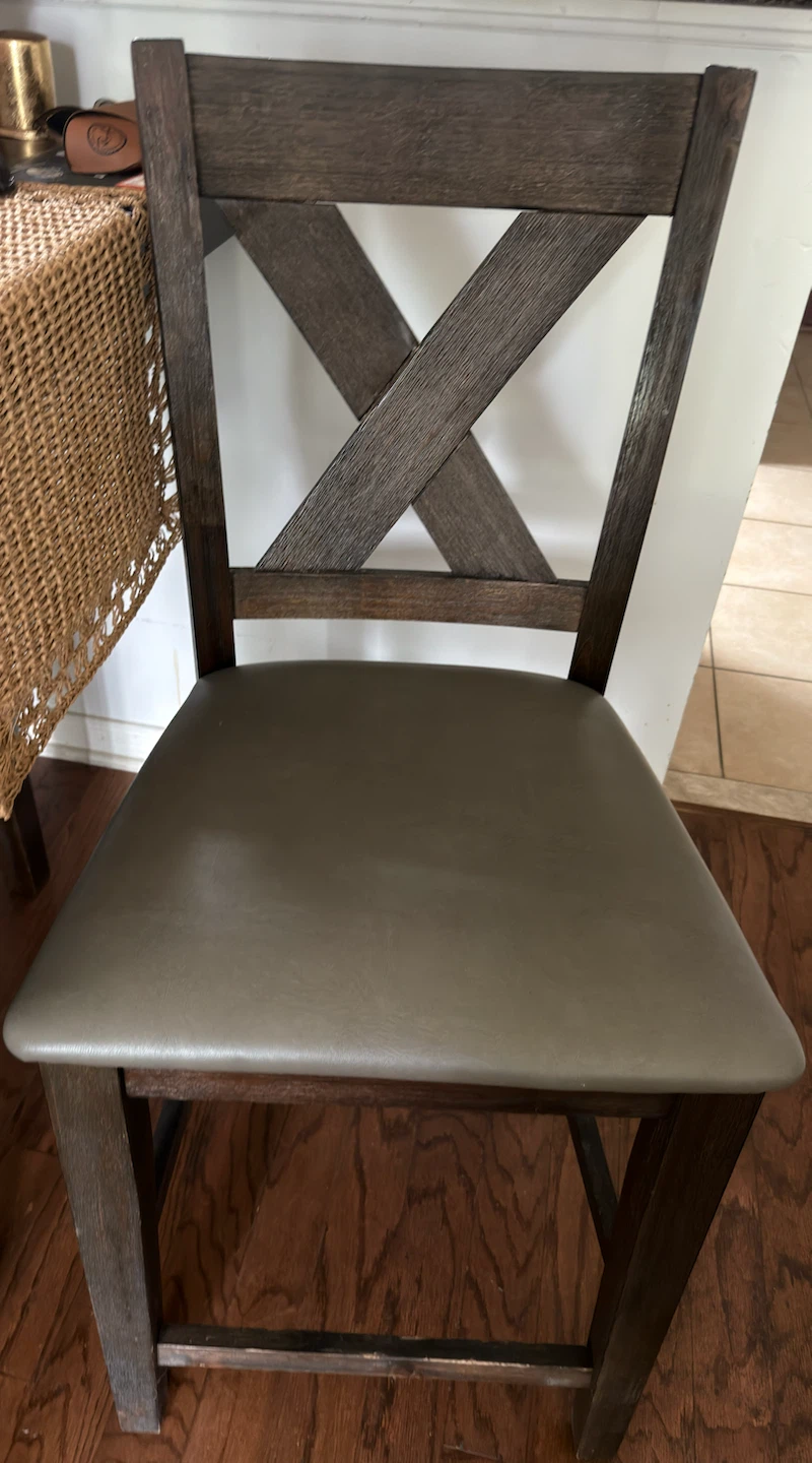 Wooden bar stool with grey seat - photo 5