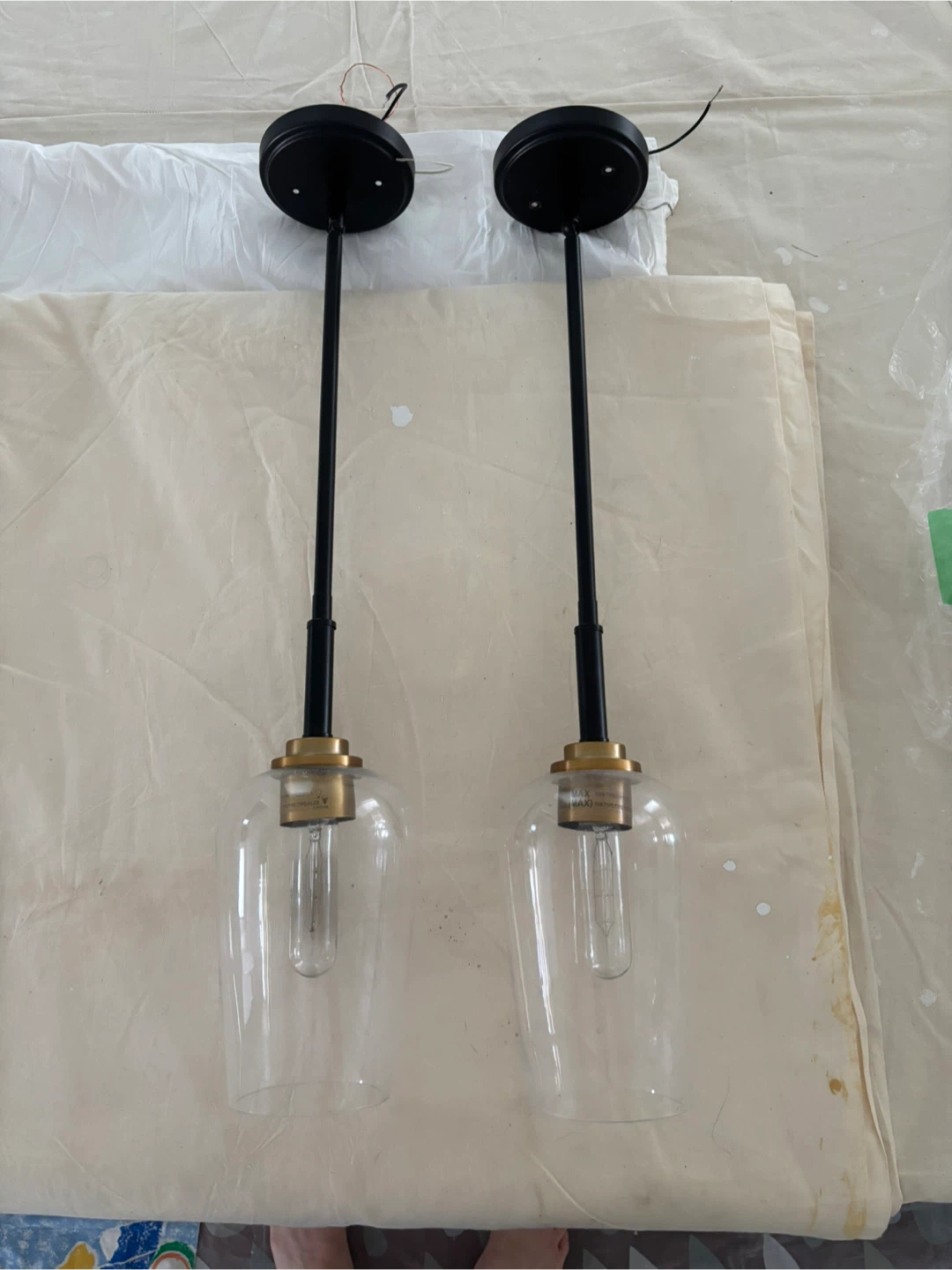 Pair of Quoizel Sagamore Earth Black Mini Pendants