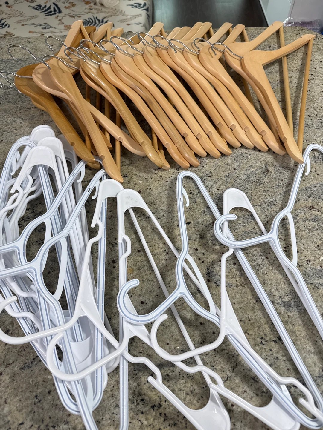 Mixed Lot of Wooden and Plastic Clothes Hangers