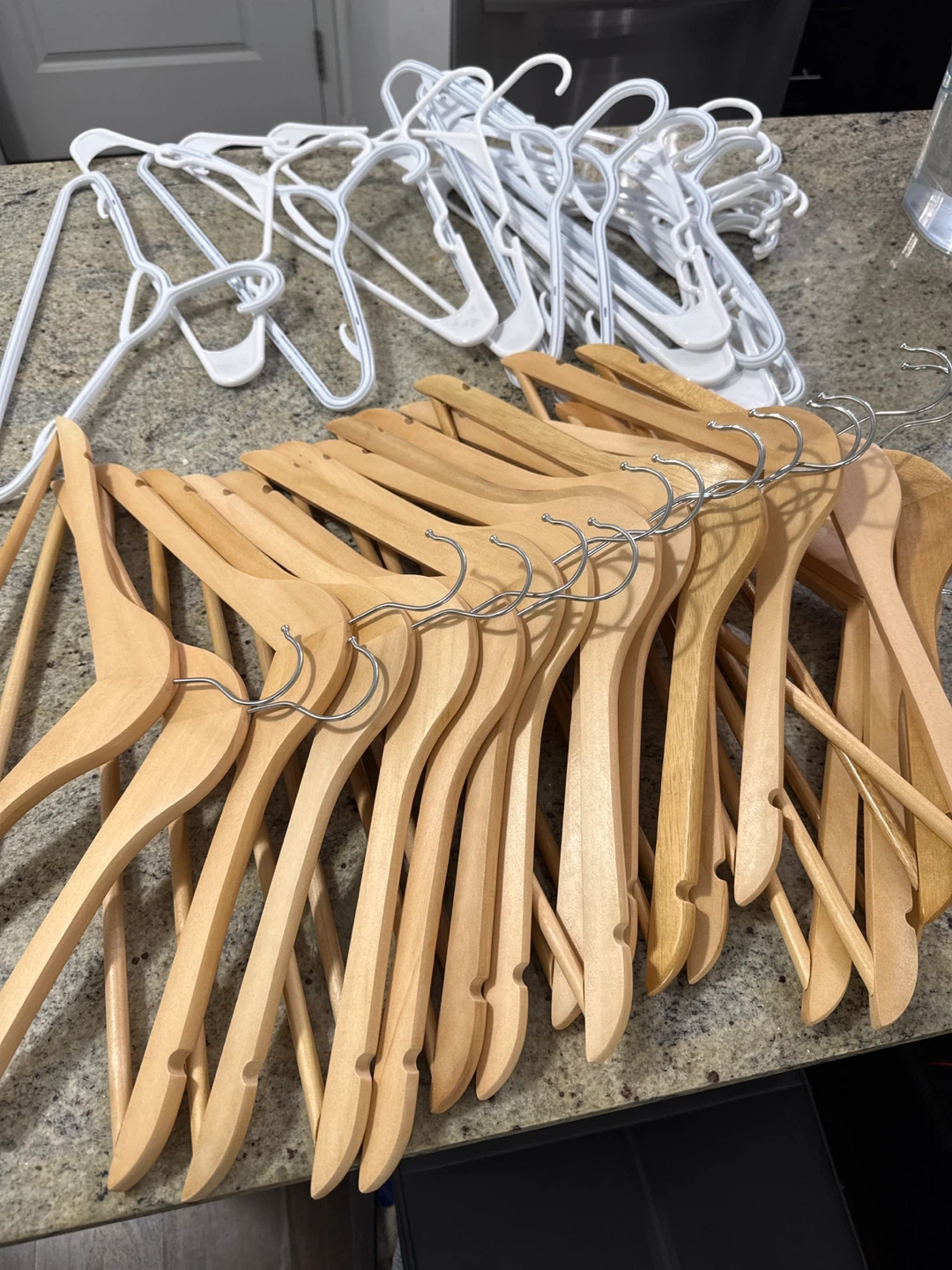 Mixed Lot of Wooden and Plastic Clothes Hangers - photo 2