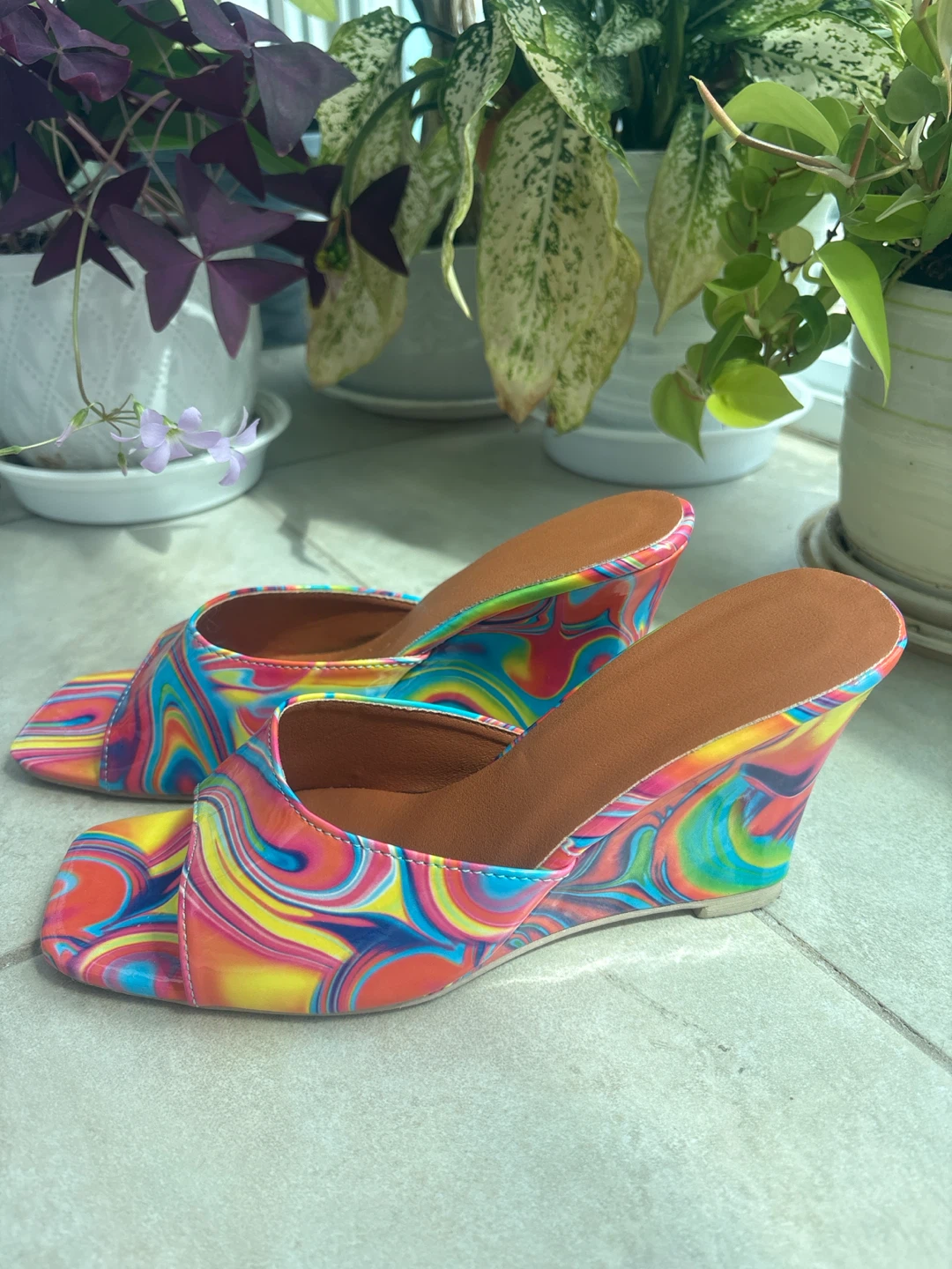 Colorful Swirl Wedge Sandals Size 40 - photo 3