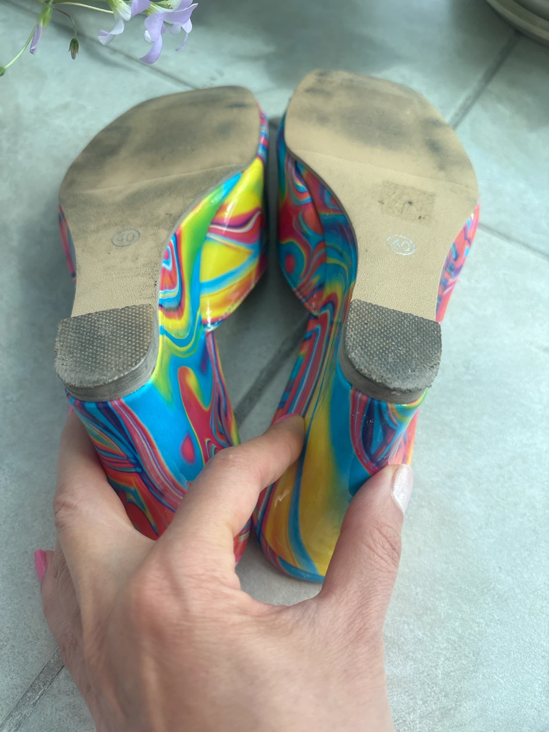 Colorful Swirl Wedge Sandals Size 40 - photo 5
