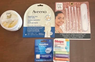 Cosmetics: Dove, Aveeno, Pure Silk, etc..(All together for $5)