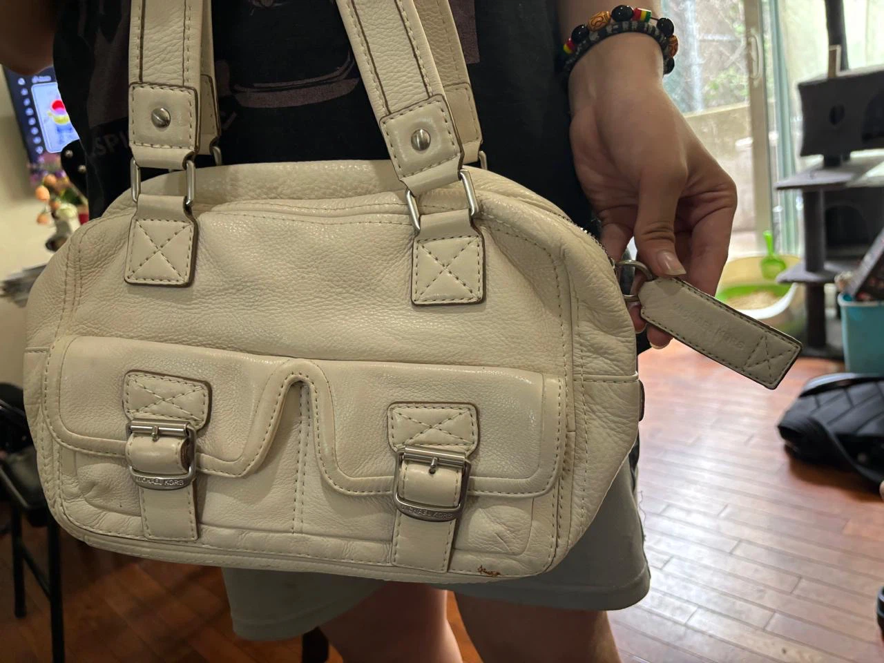 Michael Kors Cream Leather Shoulder Bag