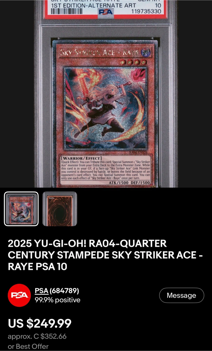 Yu-Gi-Oh! Sky Striker Ace - Raye Trading Card PSA 10 - photo 2