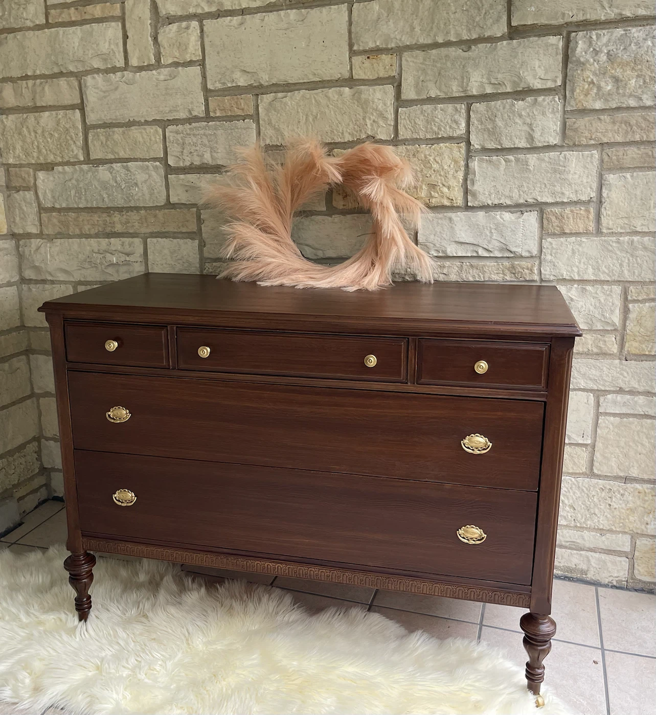 Vintage 5 drawers dresser/ vanity/small credenza/entrance piece - photo 2
