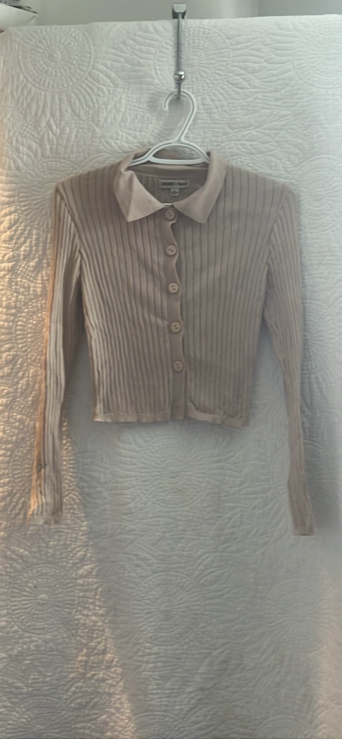 American Eagle Ribbed Knit Button-Up Cardigan