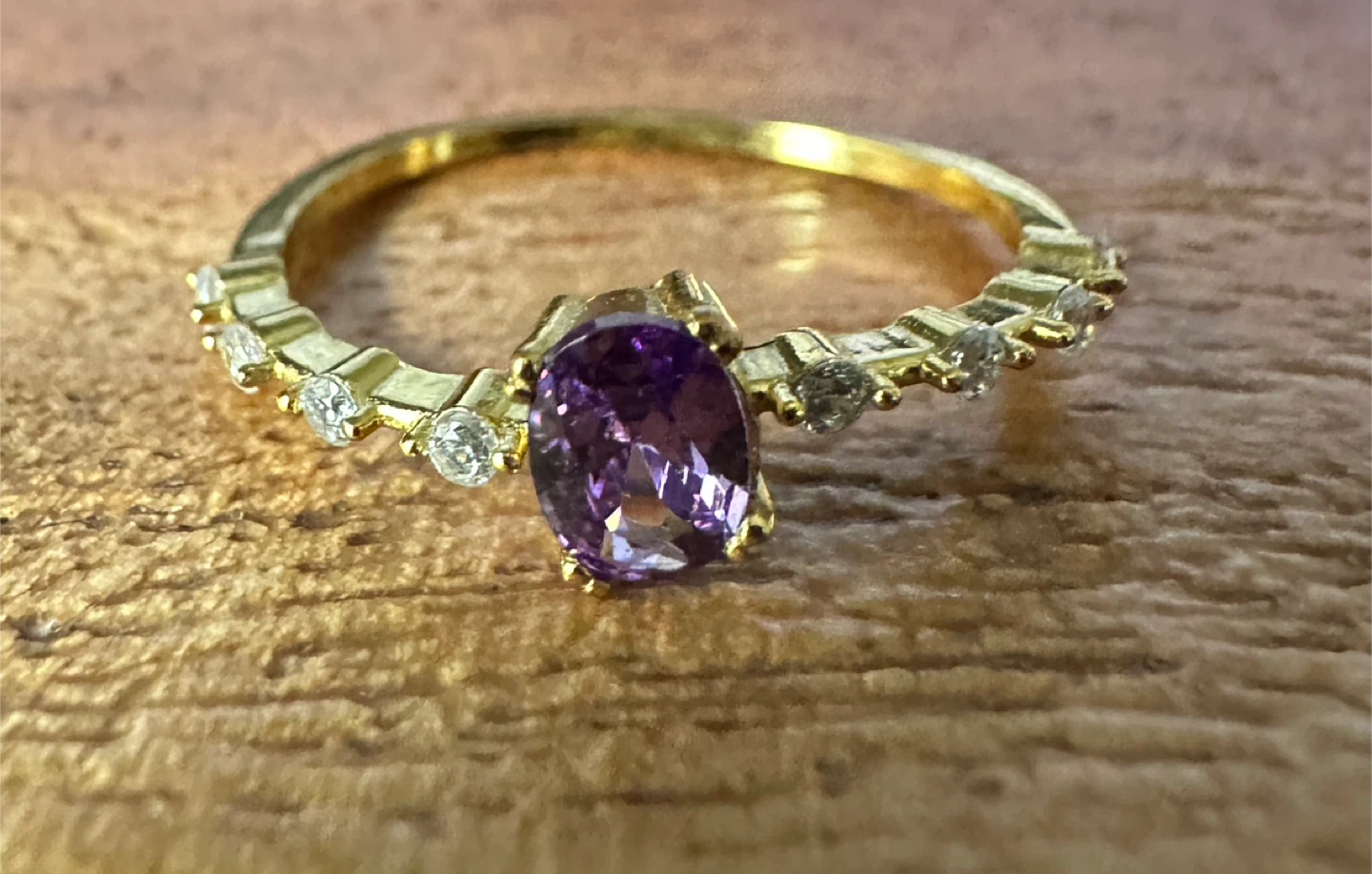Ring with Purple Stone - $5 - Size 6