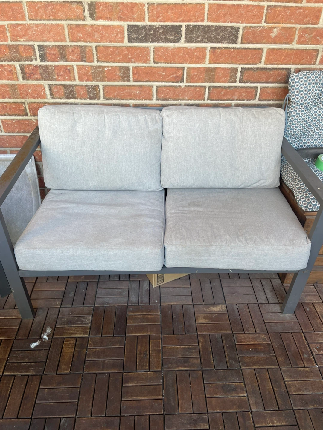Grey Outdoor Armchair with Cushions