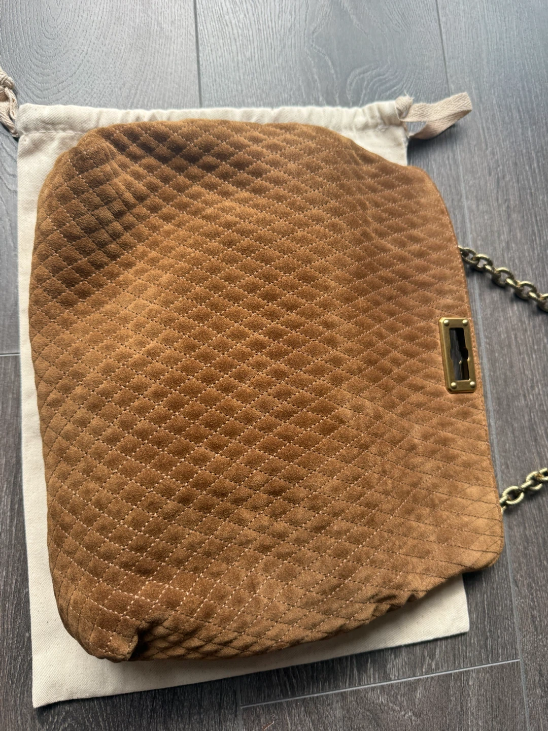Authentic Lanvin Paris Happy Suede Quilted Shoulder Bag - photo 5