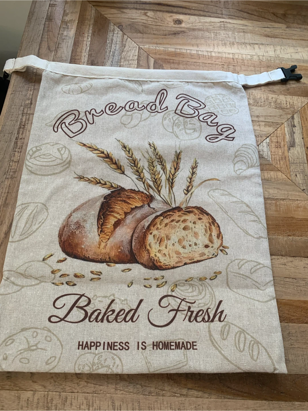 Canvas Bread Bag with "Baked Fresh" design
