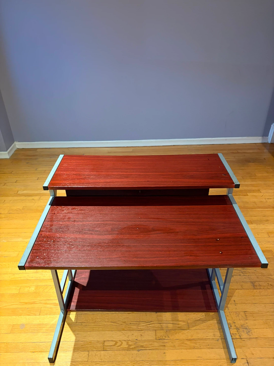 Compact Two-Tier Desk with Cherry Wood Finish - photo 2