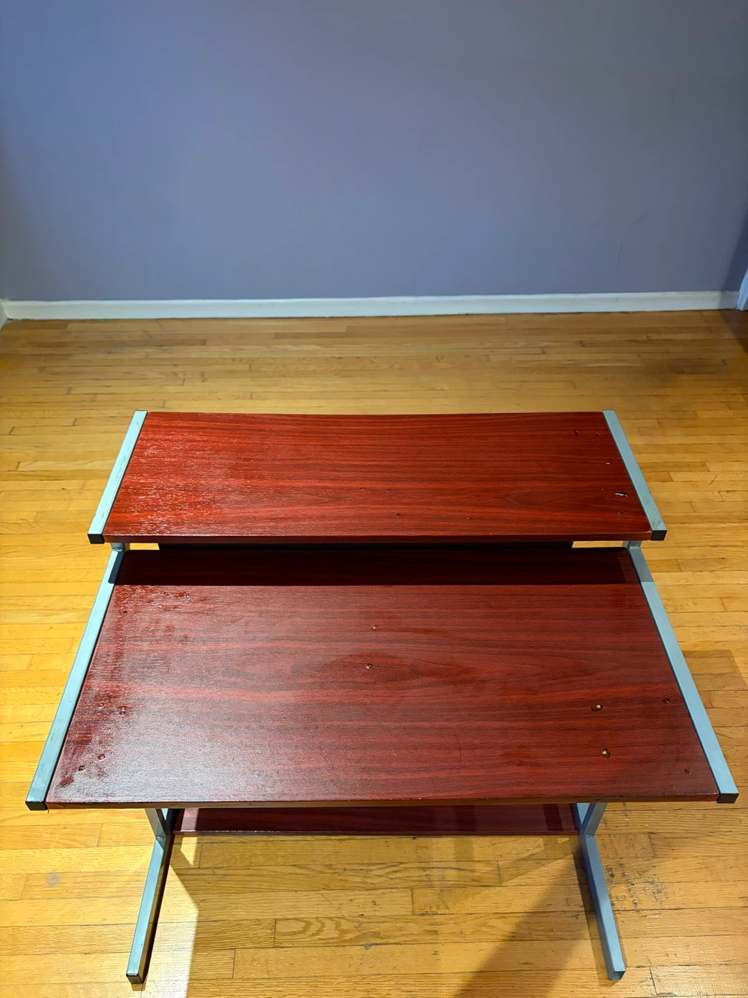 Compact Two-Tier Desk with Cherry Wood Finish - photo 3