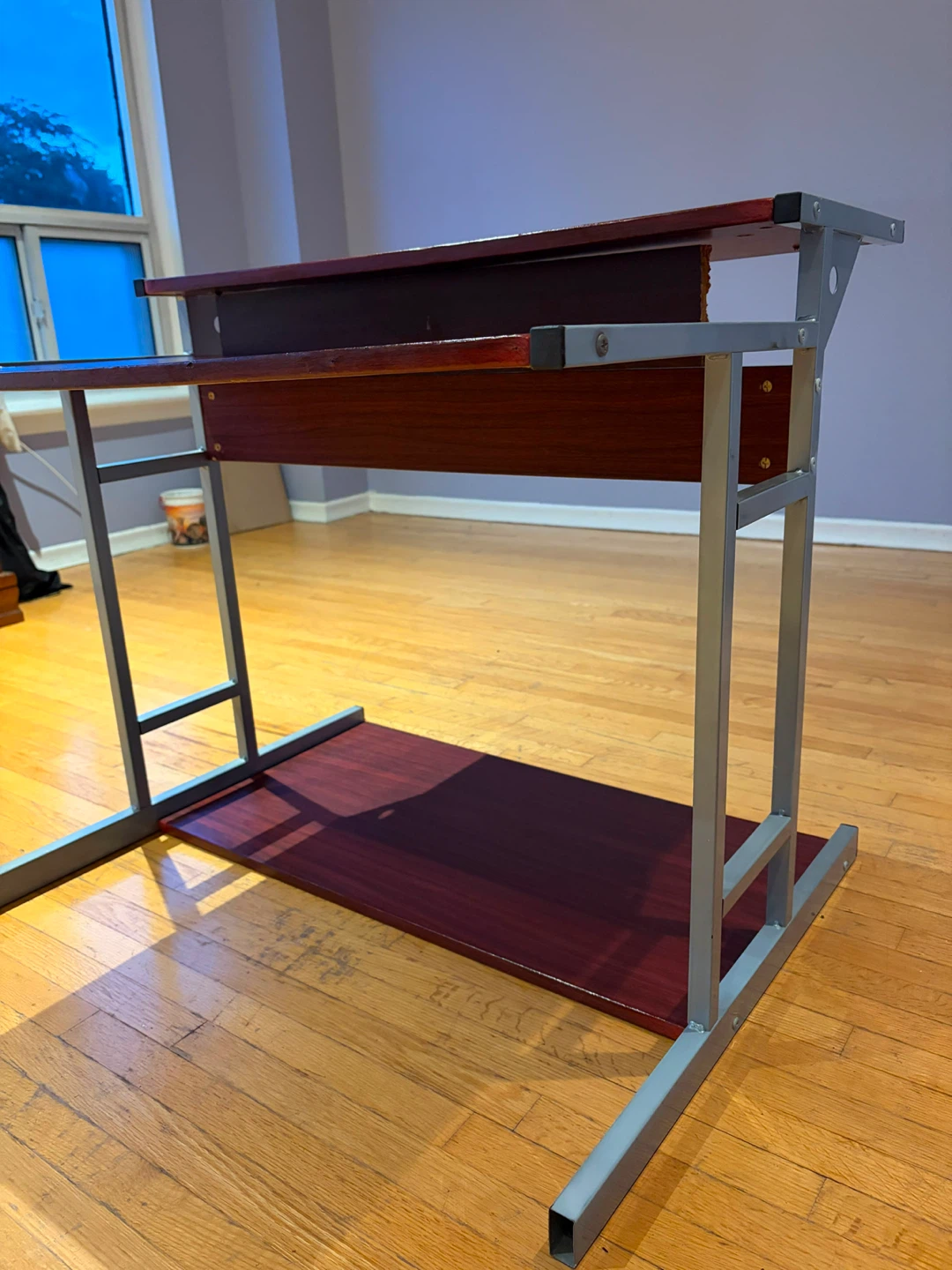 Compact Two-Tier Desk with Cherry Wood Finish - photo 4