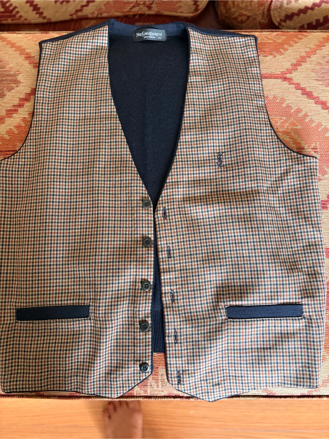 Yves Saint Laurent Plaid V-Neck Vest