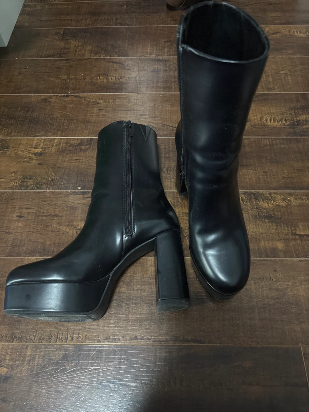 Black Platform Chunky Heel Boots - photo 2