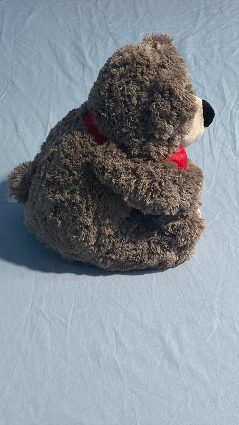 Brown Teddy Bear Plush Toy with Red Bow - photo 2