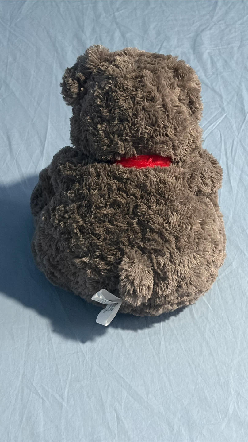 Brown Teddy Bear Plush Toy with Red Bow - photo 3