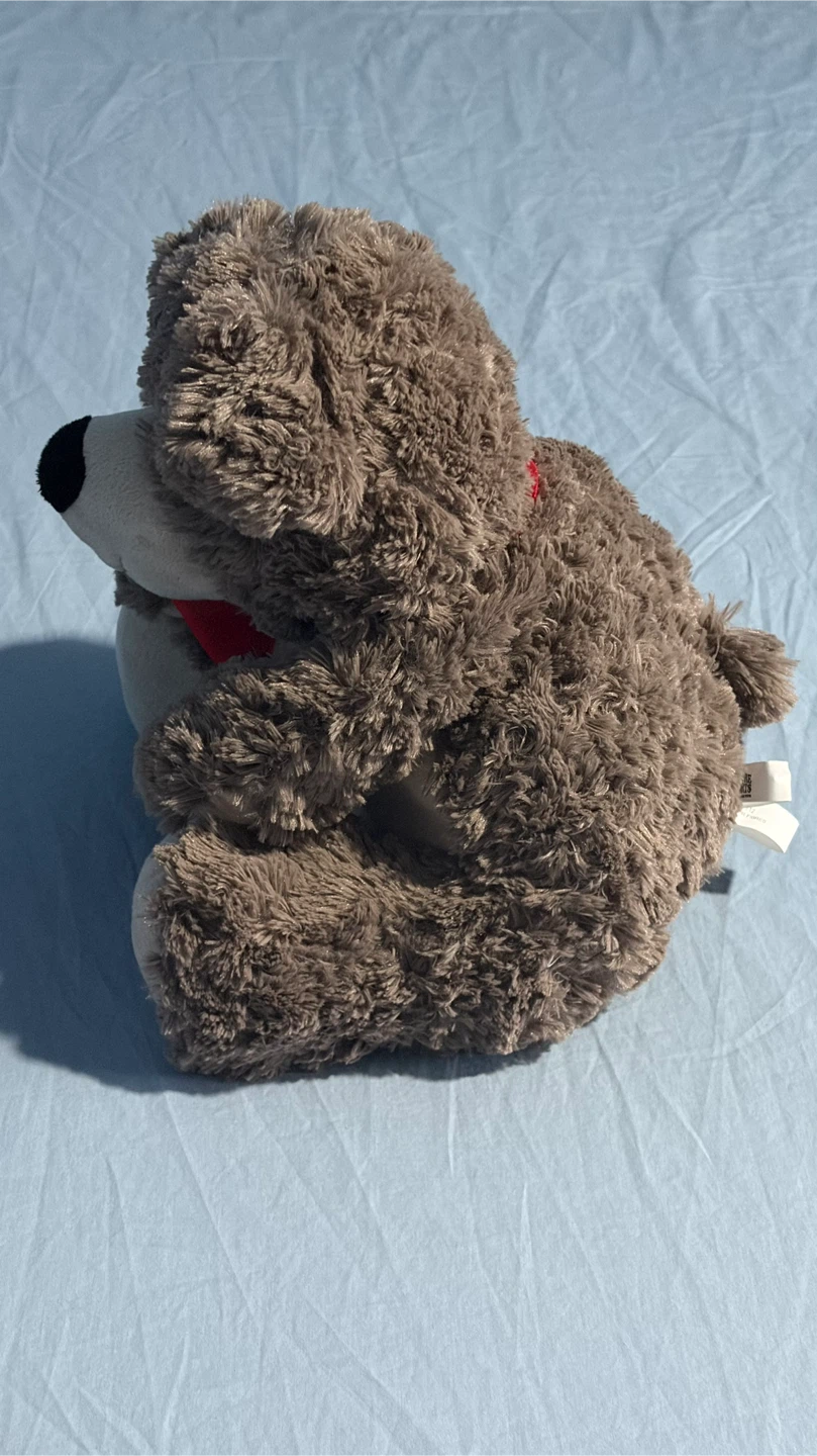 Brown Teddy Bear Plush Toy with Red Bow - photo 4