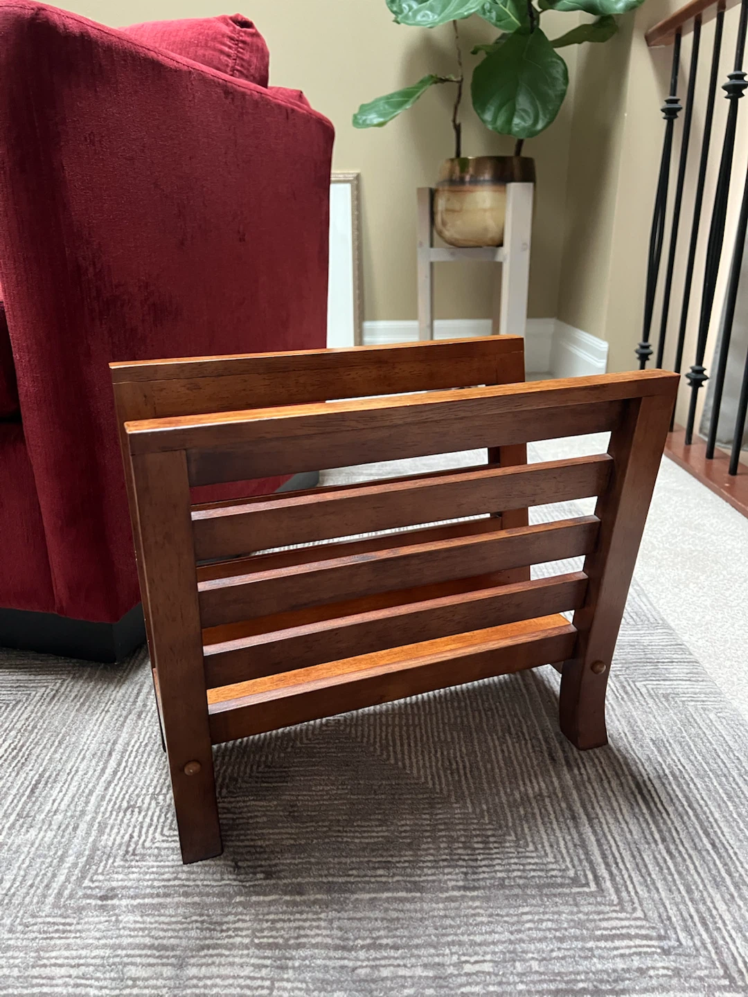 Vintage Solid Wood Magazine Holder/Vinyl Record Storage Crate
