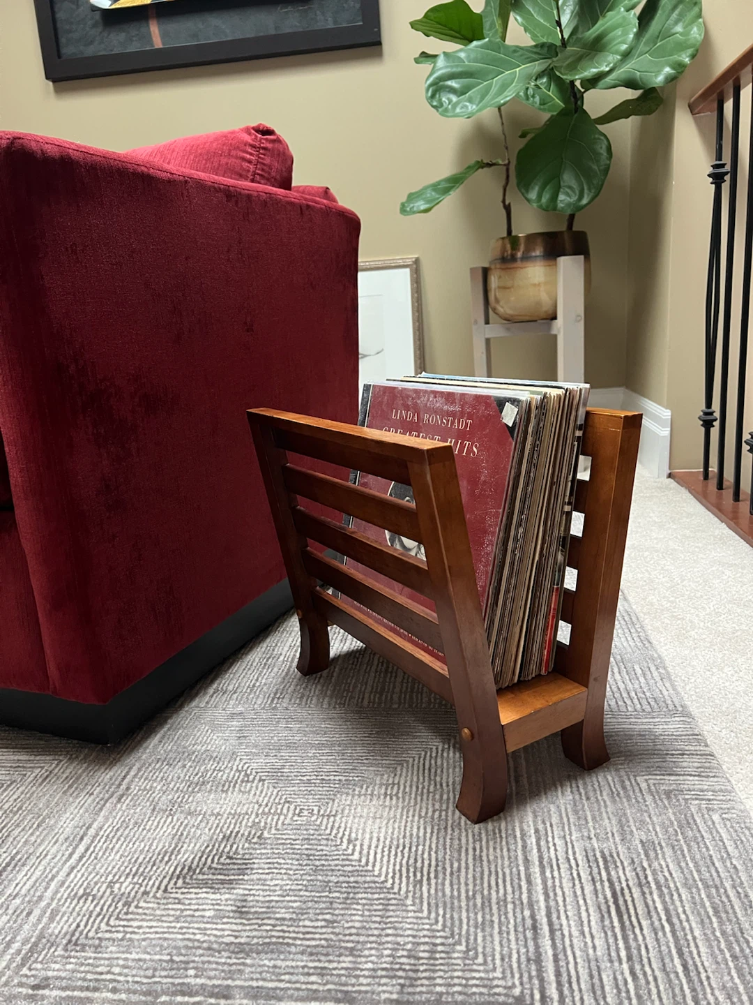 Vintage Solid Wood Magazine Holder/Vinyl Record Storage Crate - photo 5