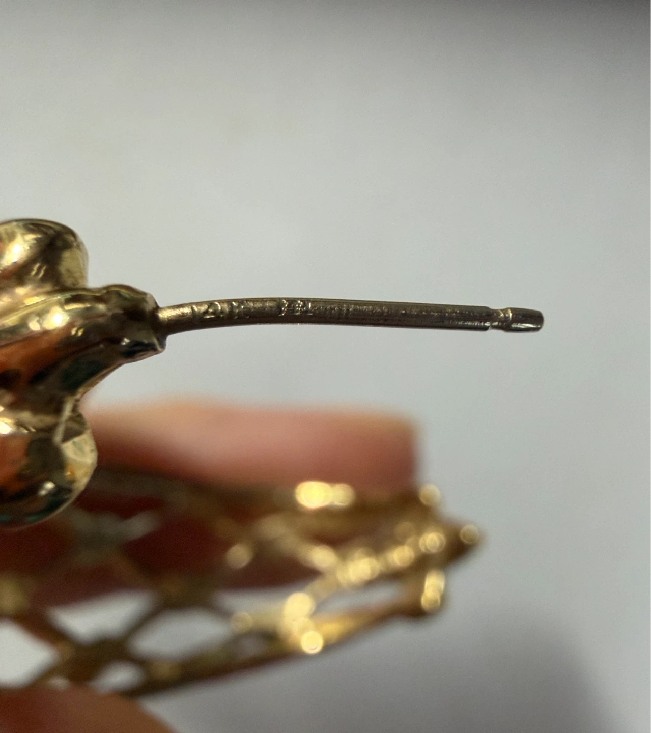 14k Posts Lattice Hoop Earrings with Clear Stones - photo 3