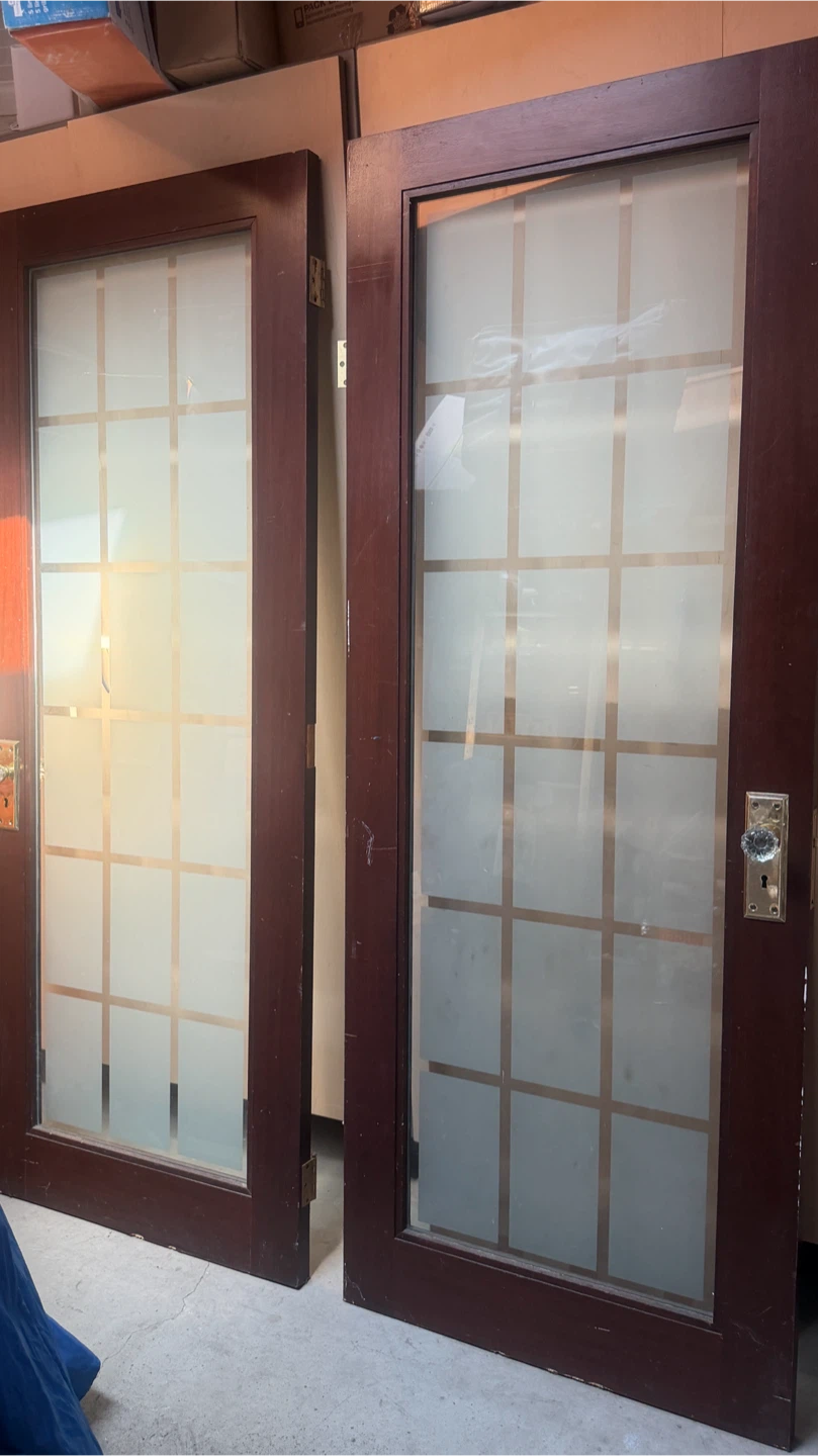 Wooden Frame Frosted double Glass Sliding Doors - photo 2