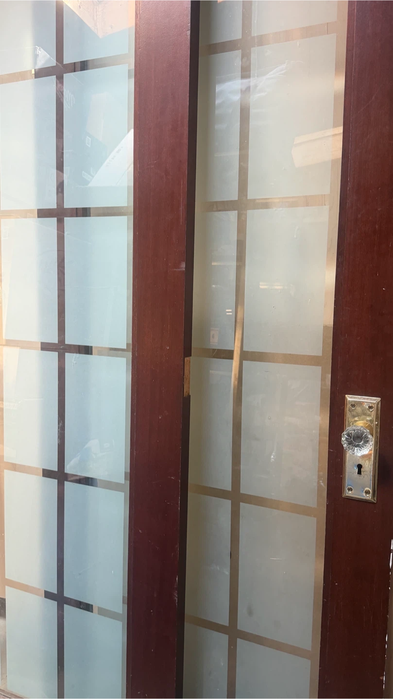 Wooden Frame Frosted double Glass Sliding Doors - photo 3