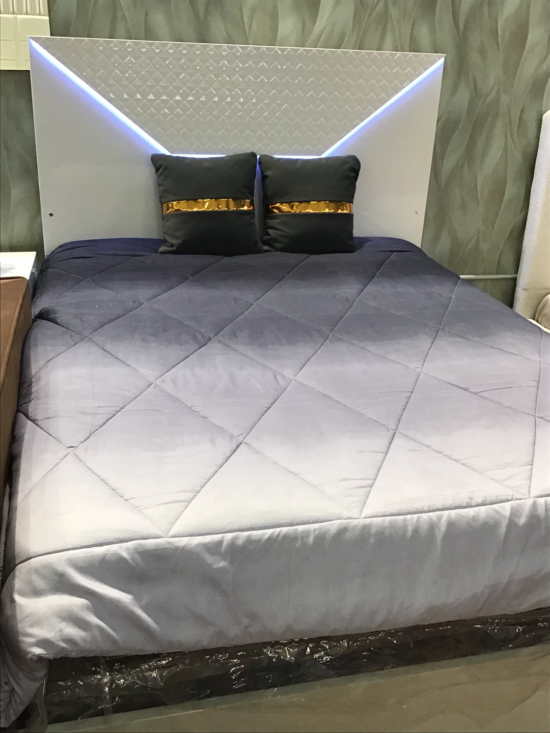Modern Queen Bed Frame with LED Headboard