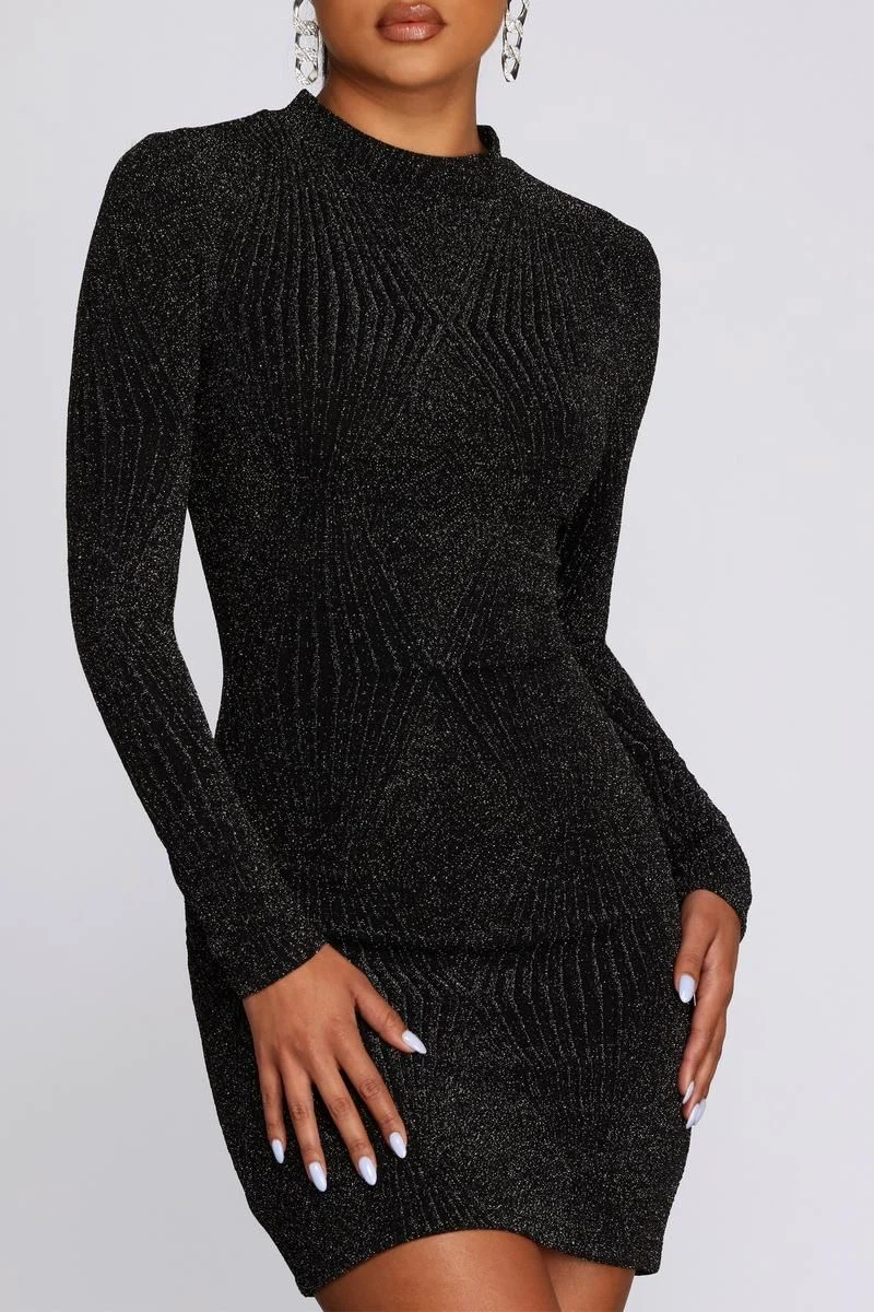 Eclipse Sparkly Mock Neck Dress