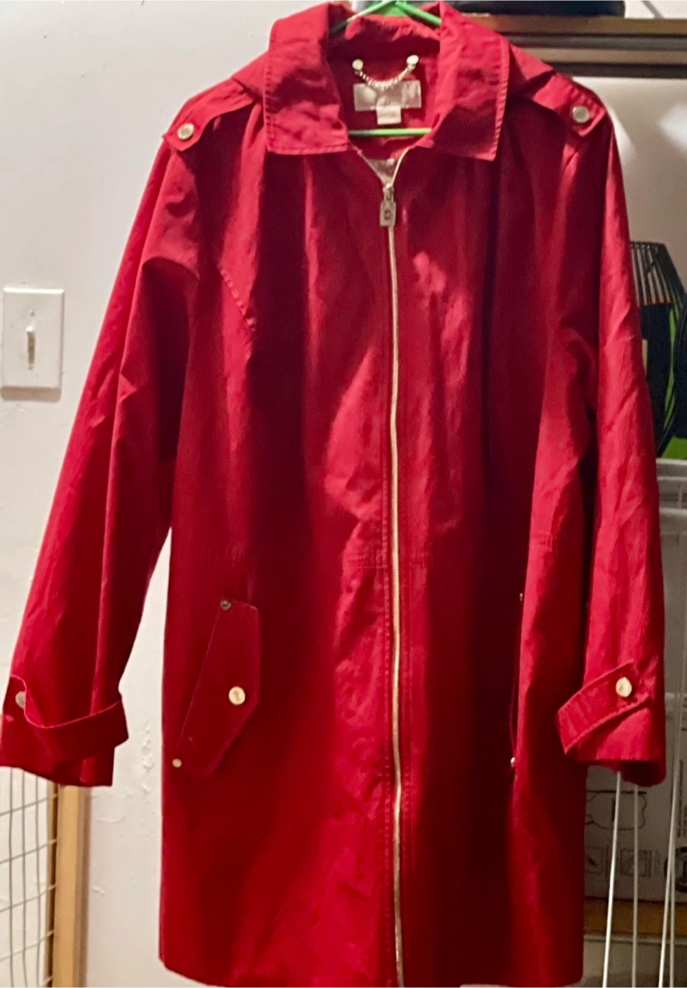 Michael Kors Red Hooded Trench Coat